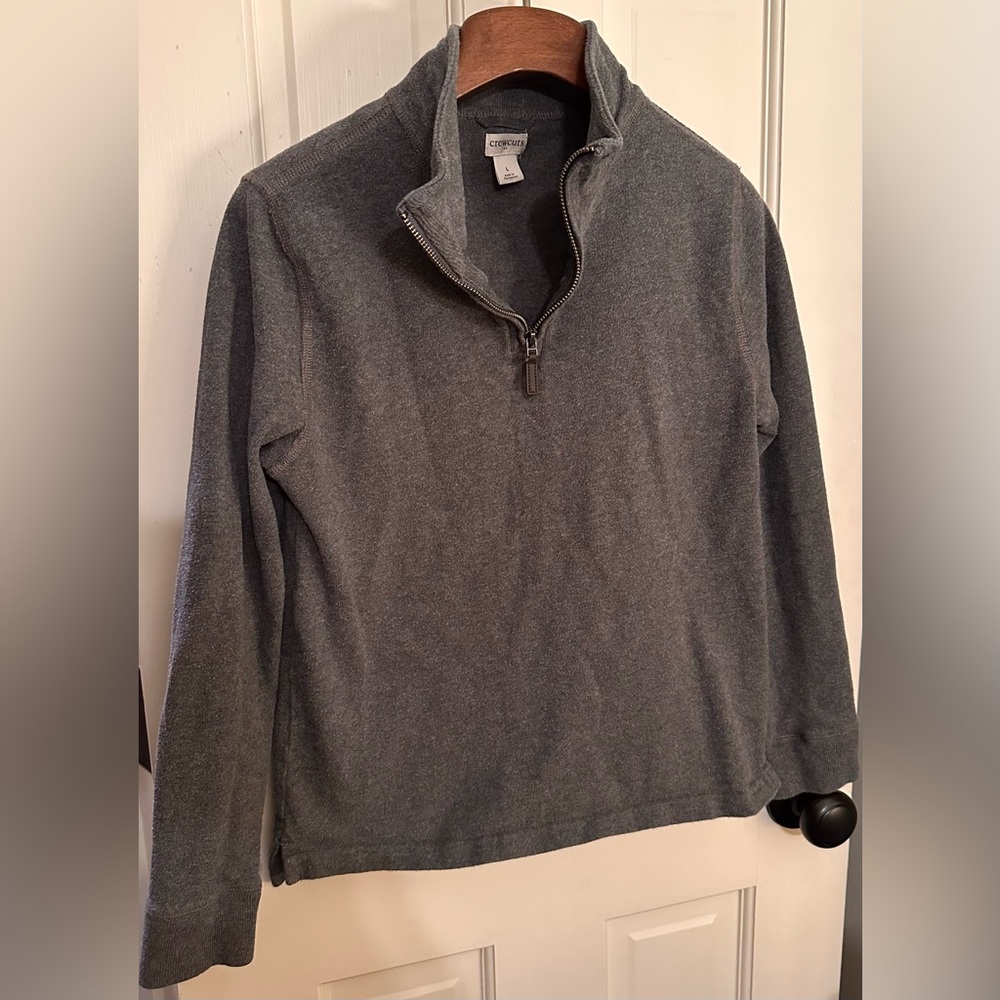 KIDS J Crew CrewCuts Gray Cotton Half-Zip Pullover Sweater - L